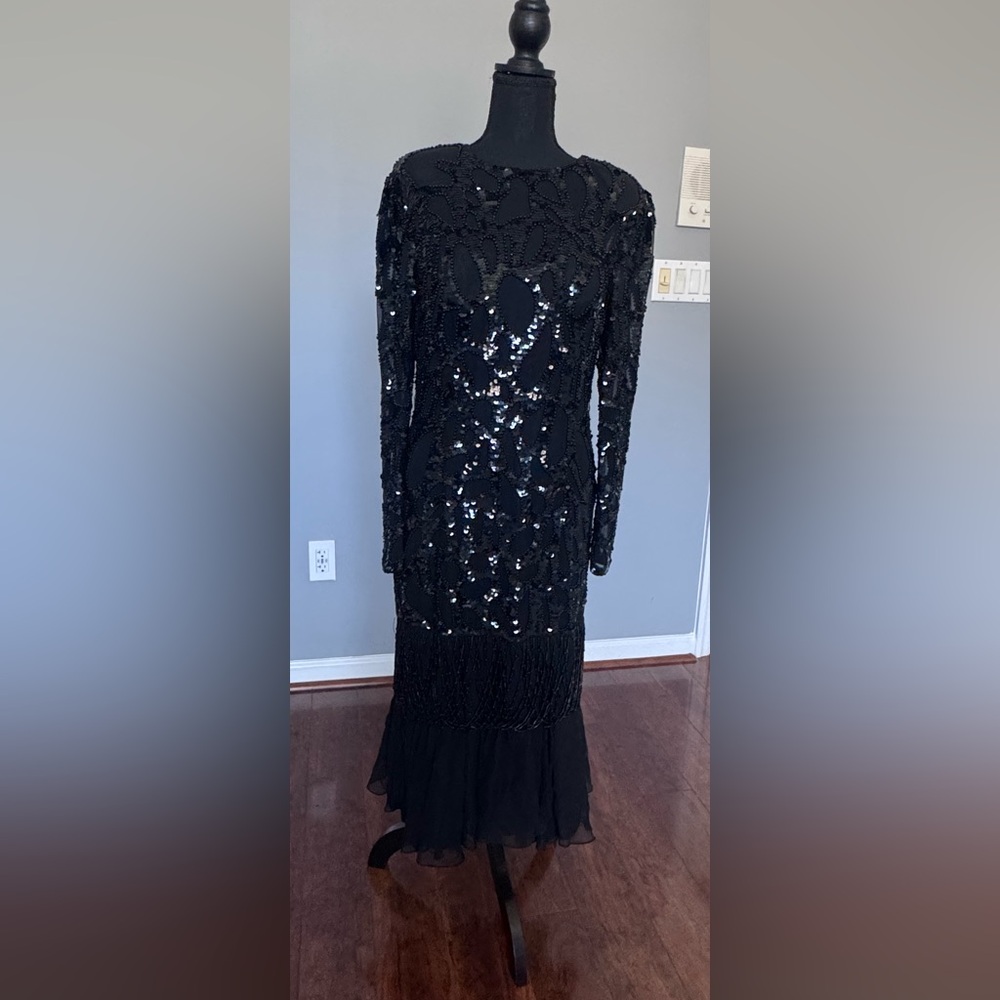 Vintage Black Sequin & Beaded Dress